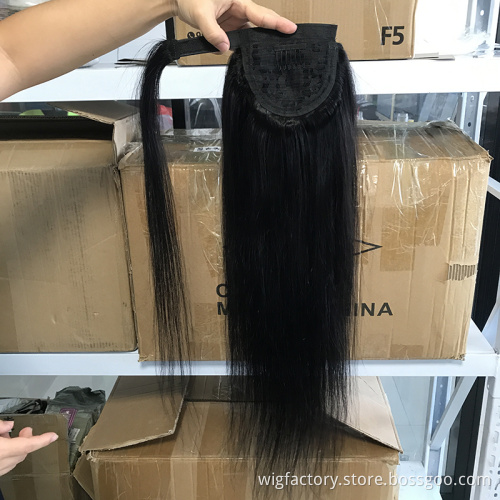 Cuticle aligned ponytail extension human hair,wholesale human hair extension manufacturers, ponytail hair extensions human